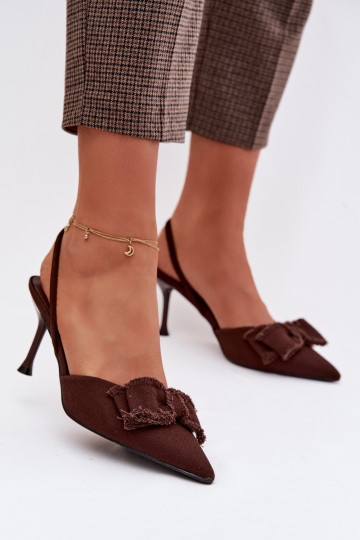 Moteriškos basutės su plonais kulniukais su kaspinais CzekoladoĮe Hestia 2