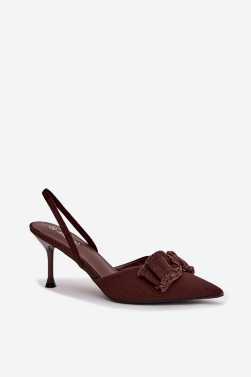 Moteriškos basutės su plonais kulniukais su kaspinais CzekoladoĮe Hestia