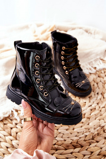 pašiltinti Darbiniai kulkšnies batai su užtrauktukais juodos spalvos Mousie