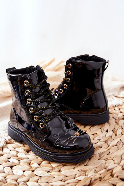 pašiltinti Darbiniai kulkšnies batai su užtrauktukais juodos spalvos Mousie