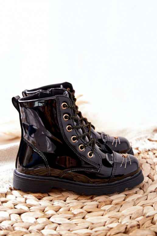 pašiltinti Darbiniai kulkšnies batai su užtrauktukais juodos spalvos Mousie