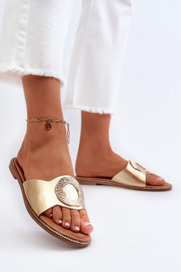 Moteriškos šlepetės su ornamentais aukso spalvos Cilima 2