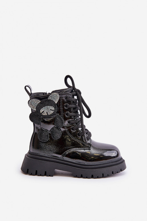 pašiltinti Aulinukai Vaikiški Su Meškiuku Į Pilį su lako efektu juodos spalvos Relobia