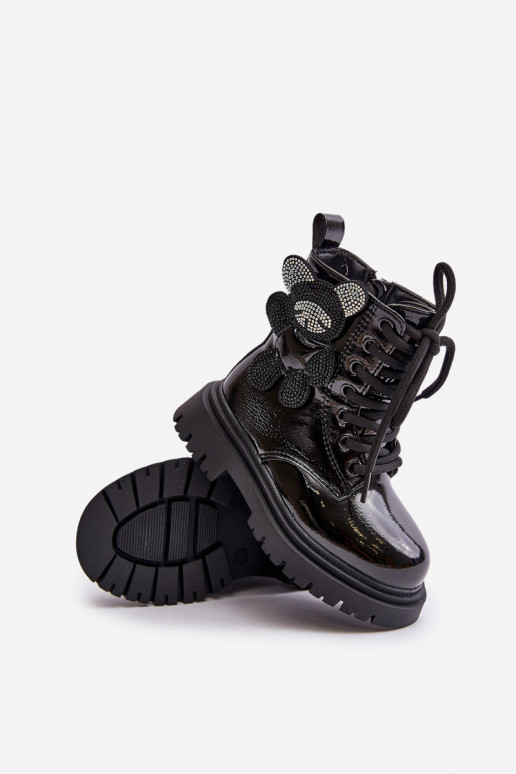 pašiltinti Aulinukai Vaikiški Su Meškiuku Į Pilį su lako efektu juodos spalvos Relobia