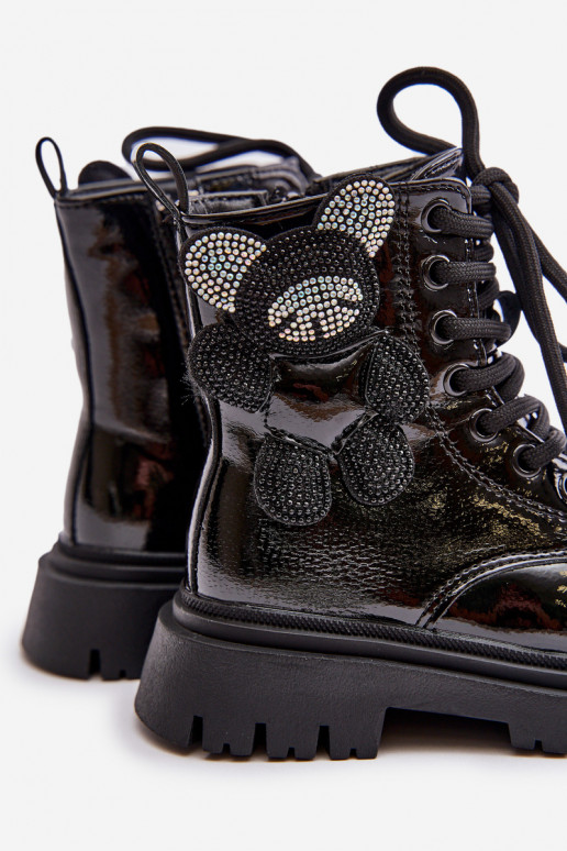 pašiltinti Aulinukai Vaikiški Su Meškiuku Į Pilį su lako efektu juodos spalvos Relobia