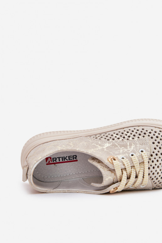 Ažūrinės zomšinės batai Moteriškas su platforma Artiker 56C2108 smėlio spalvos-aukso spalvos