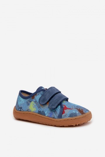 Vaikiškos šlepetės Barefoot su dinozaurais Froddo Canvas G1700440-15 mėlynos spalvos