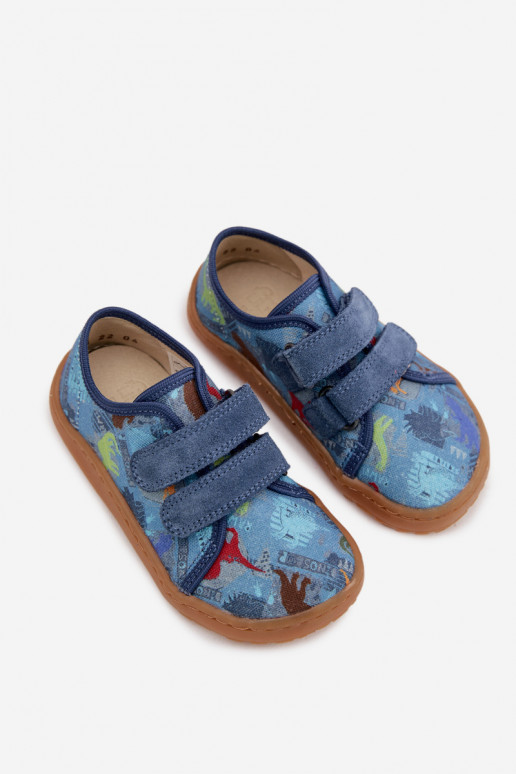 Šlepetės Vaikiški Barefoot Dinozaurasai Froddo Canvas G1700440-15 mėlynos spalvos