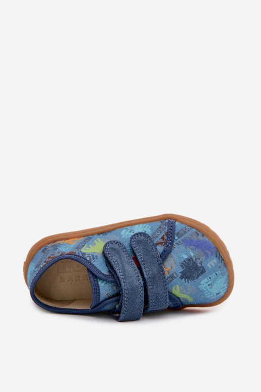 Šlepetės Vaikiški Barefoot Dinozaurasai Froddo Canvas G1700440-15 mėlynos spalvos
