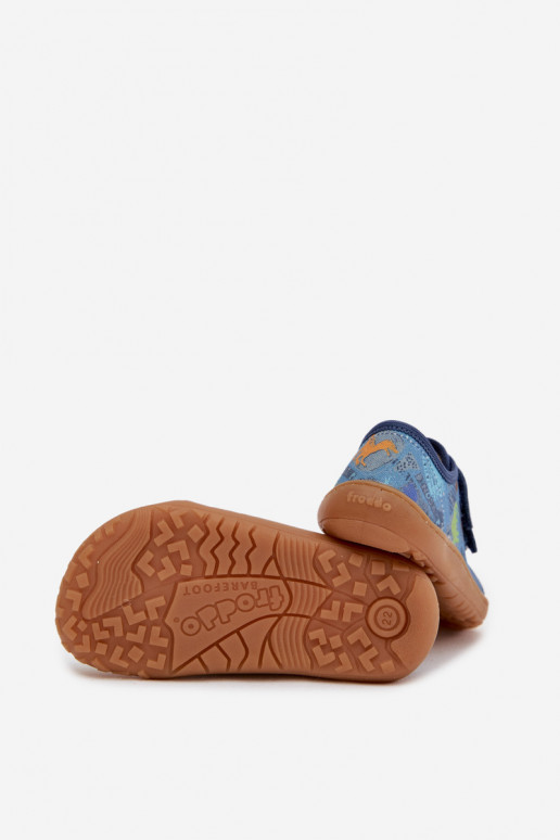 Šlepetės Vaikiški Barefoot Dinozaurasai Froddo Canvas G1700440-15 mėlynos spalvos