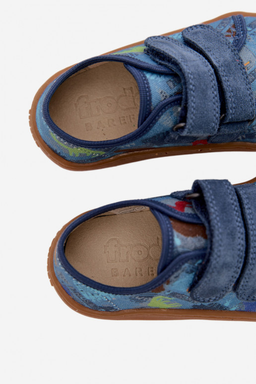 Šlepetės Vaikiški Barefoot Dinozaurasai Froddo Canvas G1700440-15 mėlynos spalvos