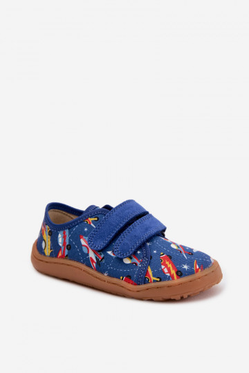 Vaikiškos šlepetės Barefoot su kosminiais laivais Froddo Canvas G1700440-5 mėlynos spalvos