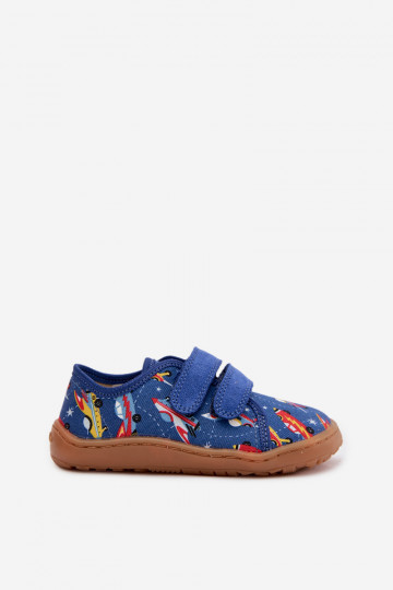 Vaikiškos šlepetės Barefoot su kosminiais laivais Froddo Canvas G1700440-5 mėlynos spalvos 2