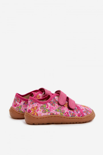 Vaikiškos šlepetės Barefoot su drugeliais Froddo Canvas G1700440-11 rožinės spalvos 2