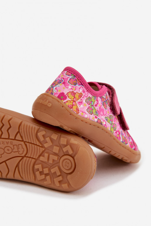 Šlepetės Vaikiški Barefoot Drugeliai Froddo Canvas G1700440-11 rožinės spalvos