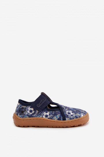 Vaikiškos šlepetės su lipniais užsegimais Barefoot su kamuoliais Froddo Canvas G1700439-5 mėlynos spalvos 2