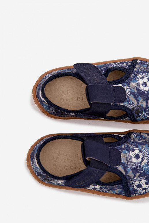 Šlepetės Vaikiški su lipniais užsegimais Barefoot Kamuoliai Froddo Cannvas G1700439-5 mėlynos spalvos