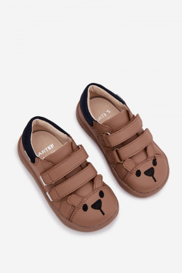 Odiniai batai barefoot vaikiški su meškiuku Bartek 8600654 smėlio spalvos 2
