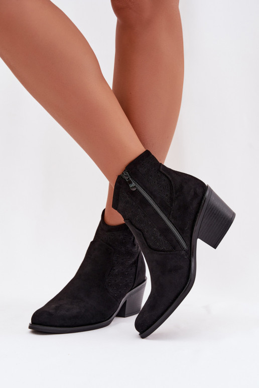 Ažūriniai aulinukai Moteriškas su kulniukais S.Barski HY61-8013 juodos spalvos