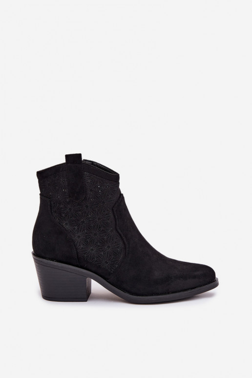 Ažūriniai aulinukai Moteriškas su kulniukais S.Barski HY61-8013 juodos spalvos