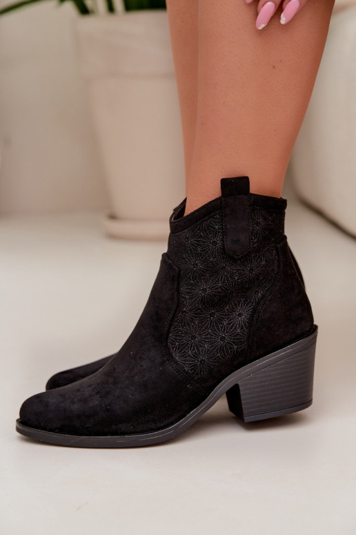 Ažūriniai aulinukai Moteriškas su kulniukais S.Barski HY61-8013 juodos spalvos