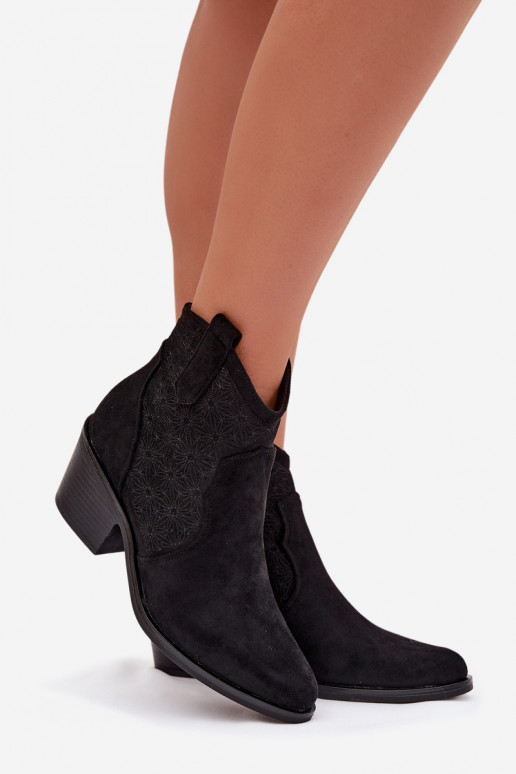 Ažūriniai aulinukai Moteriškas su kulniukais S.Barski HY61-8013 juodos spalvos