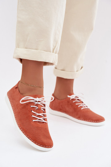 batai MoteriškassuĮjungtaturalnego iš zomšosu S.Barski LR61-7080 oranžinės spalvos