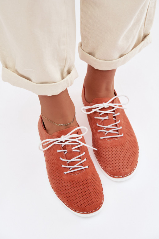 batai MoteriškassuĮjungtaturalnego iš zomšosu S.Barski LR61-7080 oranžinės spalvos