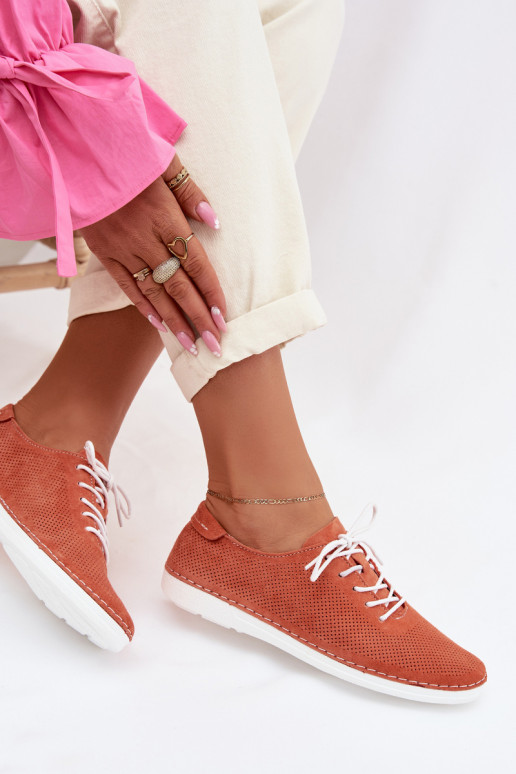 batai MoteriškassuĮjungtaturalnego iš zomšosu S.Barski LR61-7080 oranžinės spalvos