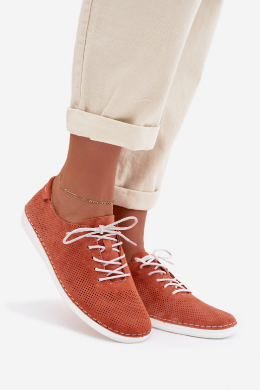 batai MoteriškassuĮjungtaturalnego iš zomšosu S.Barski LR61-7080 oranžinės spalvos