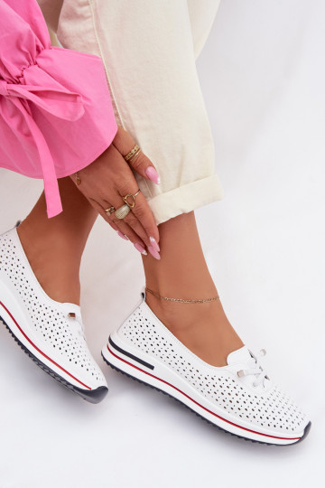 Oda su aužūro elementais batai Moteriškas S.Barski LR61-7044 baltos spalvos