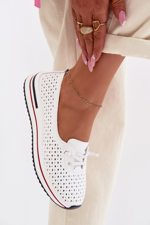 Oda su aužūro elementais batai Moteriškas S.Barski LR61-7044 baltos spalvos