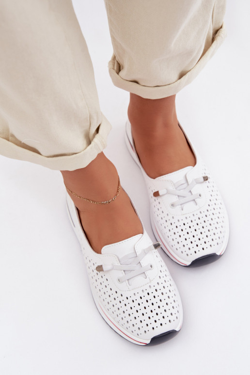 Oda su aužūro elementais batai Moteriškas S.Barski LR61-7044 baltos spalvos