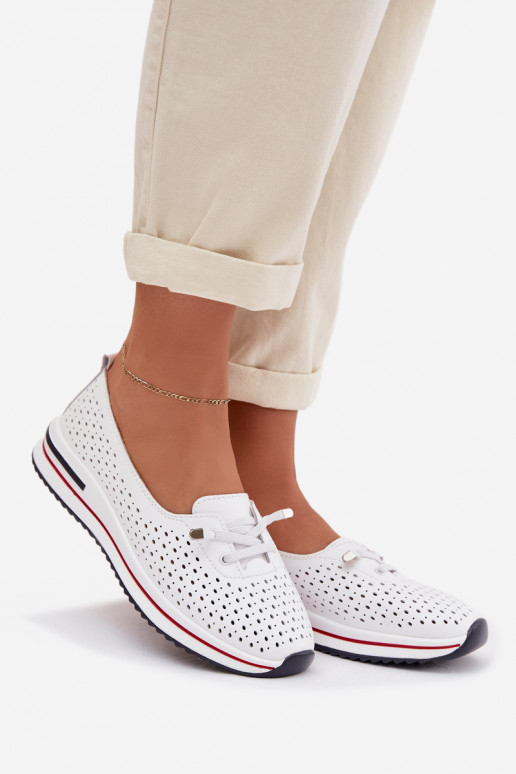 Oda su aužūro elementais batai Moteriškas S.Barski LR61-7044 baltos spalvos