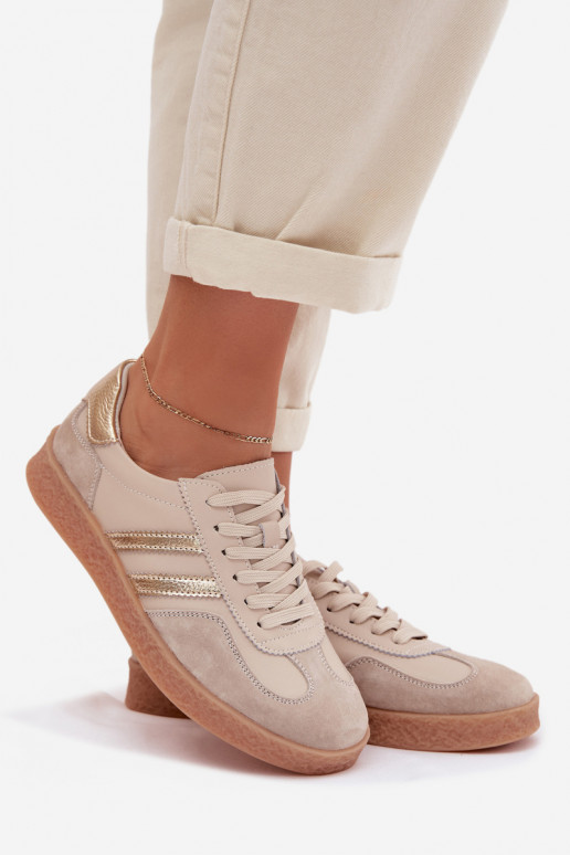 Oda Sneakers modelio batai Moteriškas S.Barski LR61-7059 smėlio spalvos