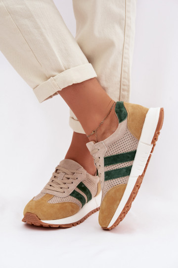 Moteriški batai Sneakers modelio iš natūralaus zomšo smėlio-geltonos spalvos 2