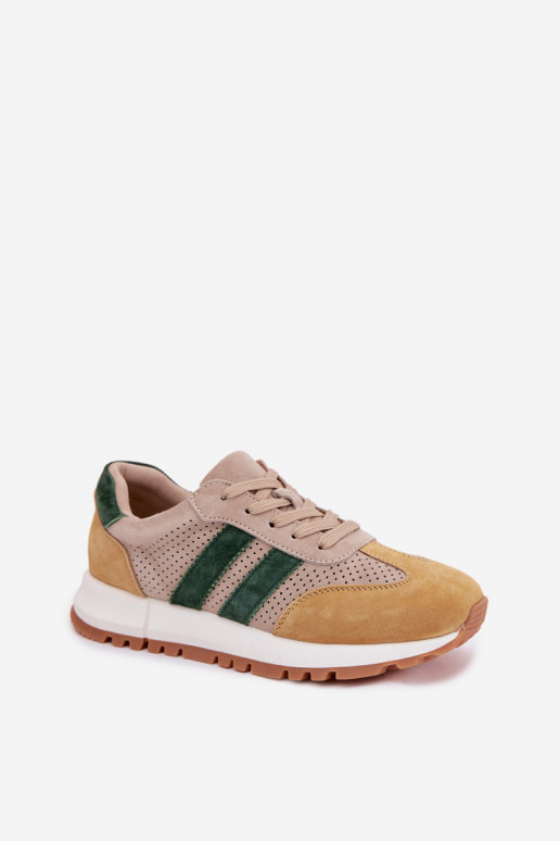 Sneakers modelio batai MoteriškassuĮjungtaturalnego iš zomšosu smėlio spalvos-geltonos spalvos Tai turirceline