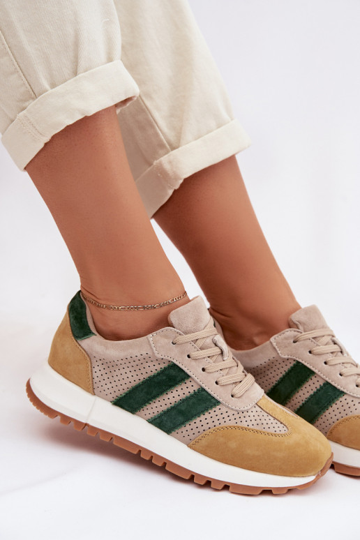 Sneakers modelio batai MoteriškassuĮjungtaturalnego iš zomšosu smėlio spalvos-geltonos spalvos Tai turirceline