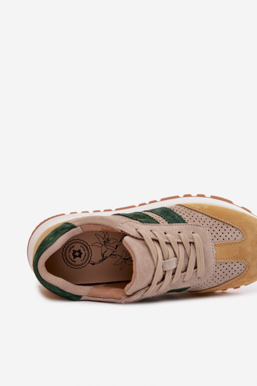 Sneakers modelio batai MoteriškassuĮjungtaturalnego iš zomšosu smėlio spalvos-geltonos spalvos Tai turirceline