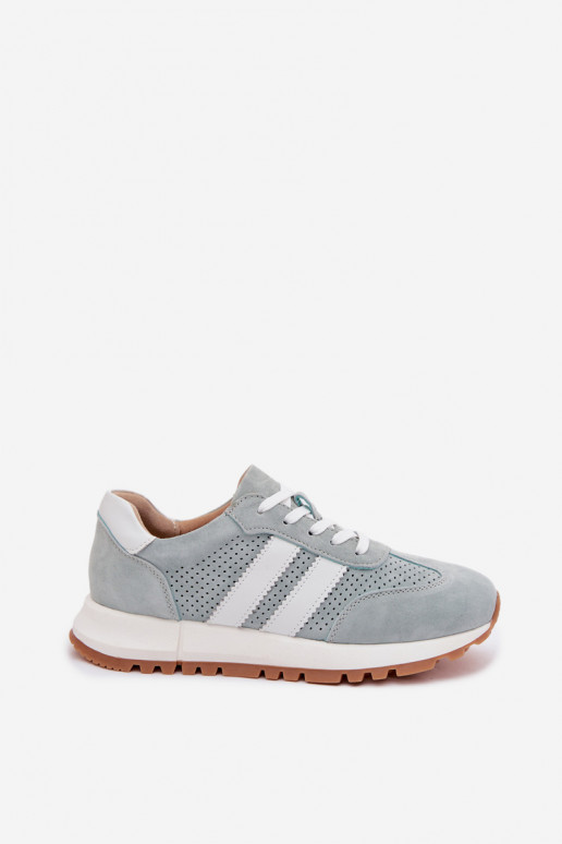 Sneakers modelio batai MoteriškassuĮjungtaturalnego iš zomšosu mėtinės spalvos Tai turirceline