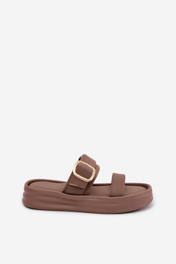  Moteriškos šlepetės su platforma su juostelėmis I Złotą su sagtimis chaki spalvos Ameliette 2