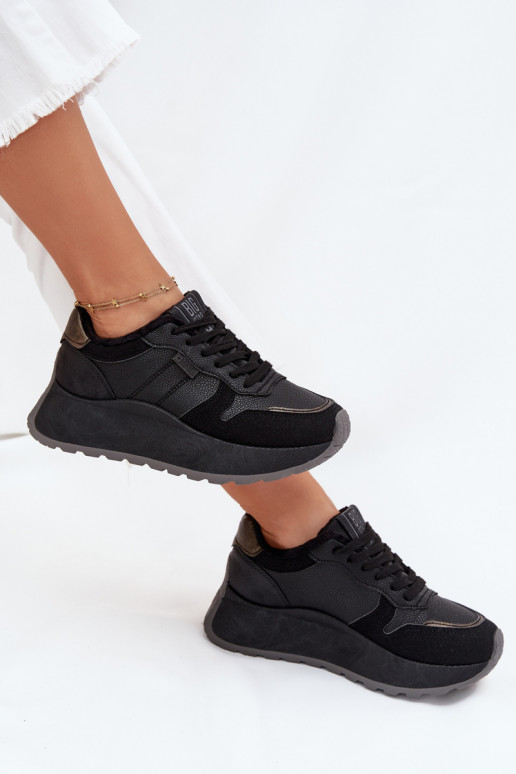 pašiltinti Sneakers modelio batai Moteriškas su platforma Big Star SS274007 HI-POLY SYSTEM juodos spalvos