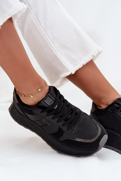 pašiltinti Sneakers modelio batai Moteriškas su platforma Big Star SS274007 HI-POLY SYSTEM juodos spalvos