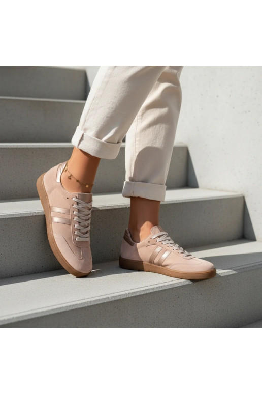 Zazoo N1068 iš dirbtinės zomšos žemi sportiniai batai moterims rožinės spalvos