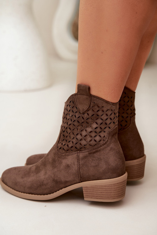 Ažūriniai aulinukai Moteriškas su kulniukais rudos spalvos Briavine