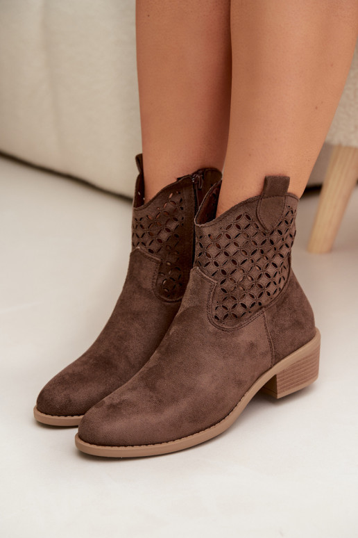 Ažūriniai aulinukai Moteriškas su kulniukais rudos spalvos Briavine