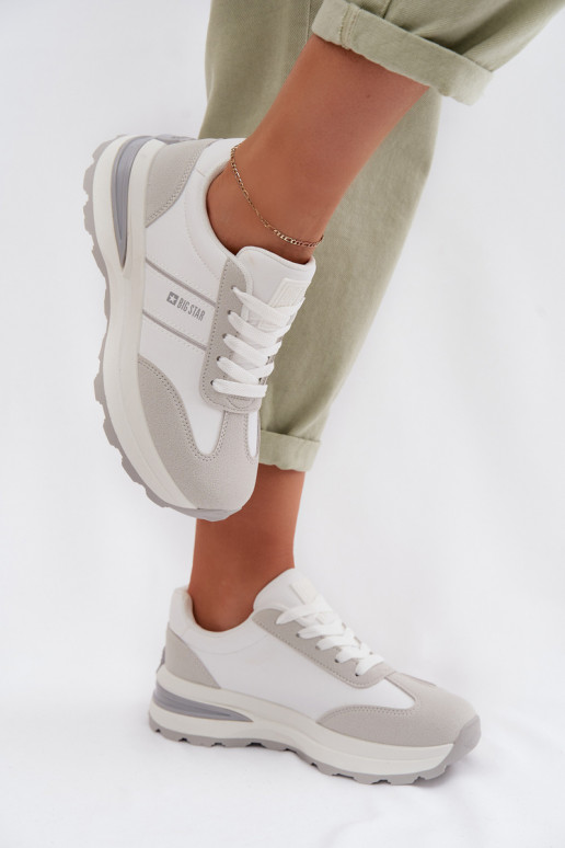 Sneakers modelio batai sportiniai bateliai Moteriškas Big Star TT274879 HI-POLY SYSTEM Baltos-pilkos spalvos