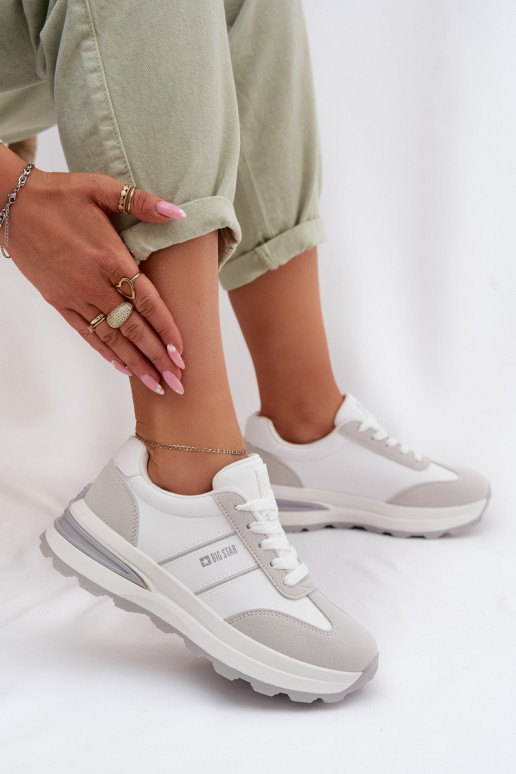 Sneakers modelio batai sportiniai bateliai Moteriškas Big Star TT274879 HI-POLY SYSTEM Baltos-pilkos spalvos