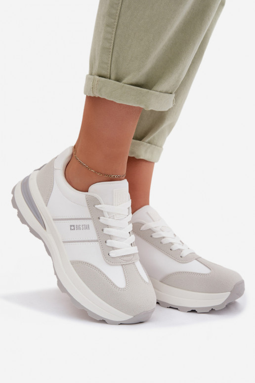 Sneakers modelio batai sportiniai bateliai Moteriškas Big Star TT274879 HI-POLY SYSTEM Baltos-pilkos spalvos