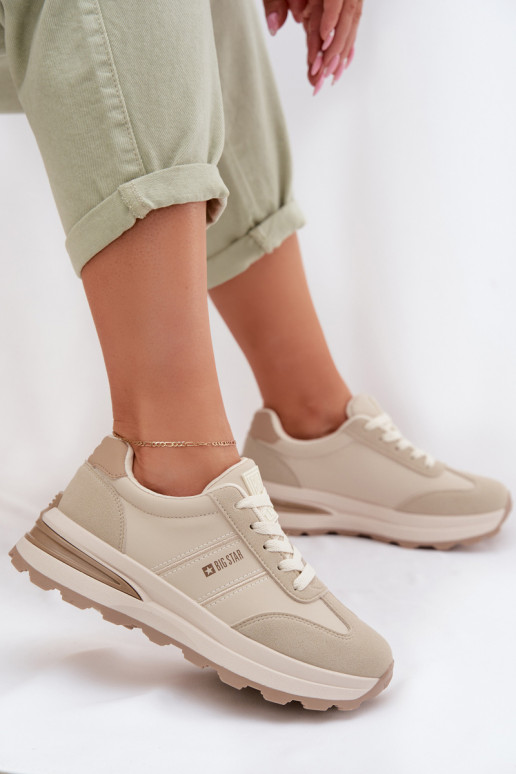 Sneakers modelio batai sportiniai bateliai Moteriškas Big Star TT274876 HI-POLY SYSTEM smėlio spalvos